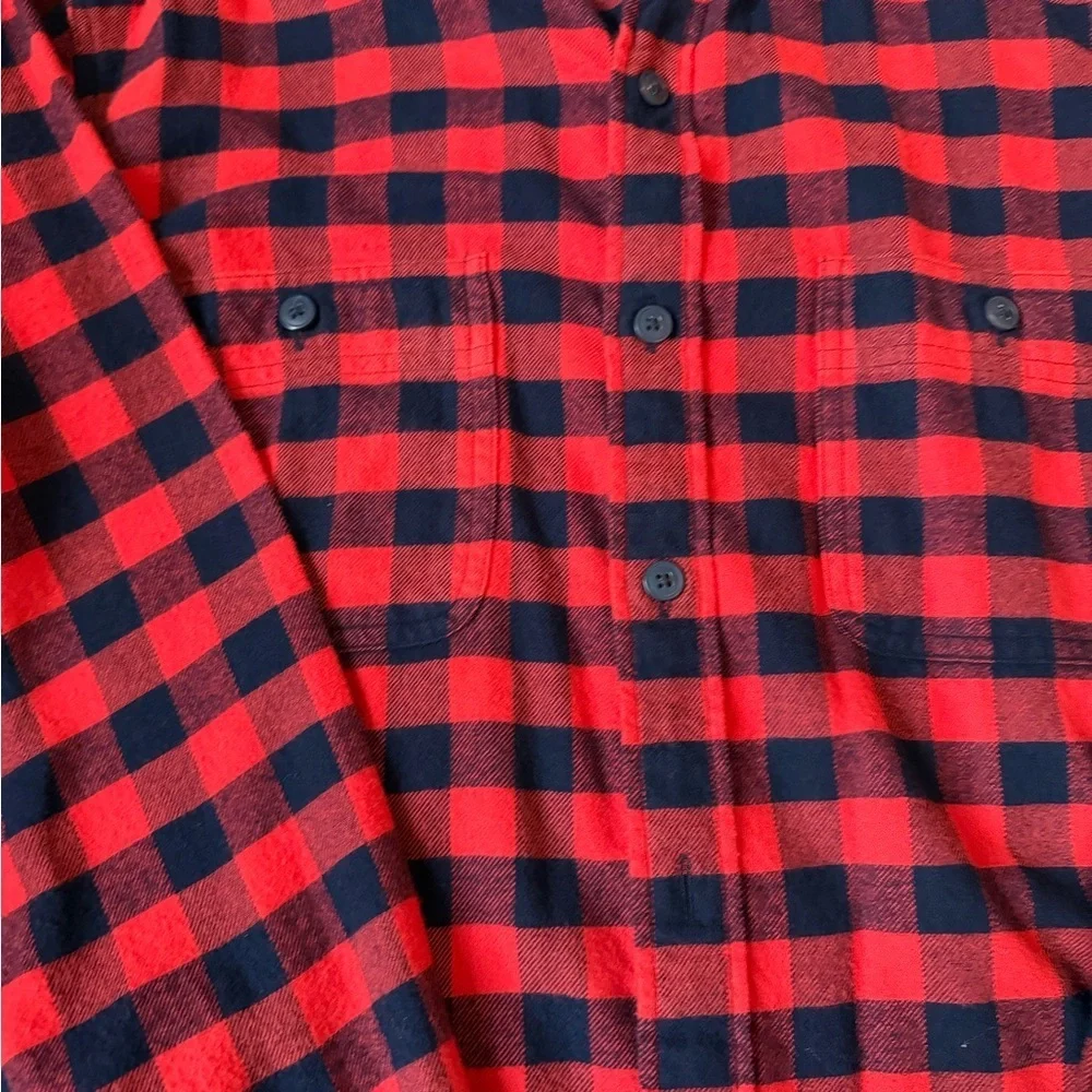 J. Crew Men's Red and Black Checkered Shirt